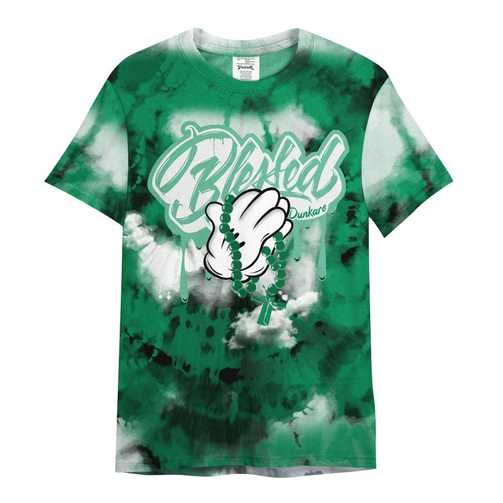 Shirt To Match Mid Lucky Green 1s - God Blessed Tie Dye All Over Print