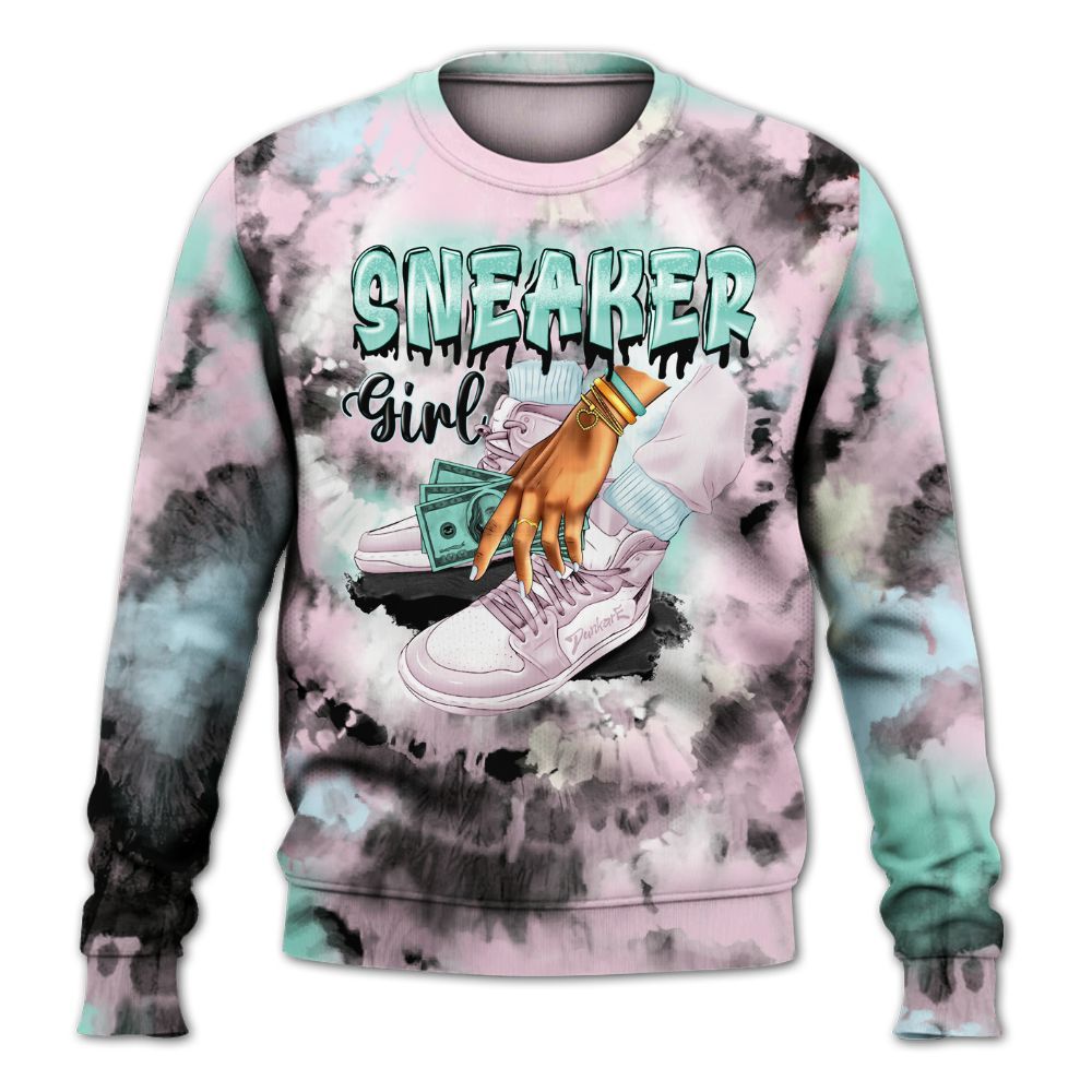 Sweatshirt To Match Retro Easter 5s - SNEAKER Girl Money Drip Tie Dye All Over Print