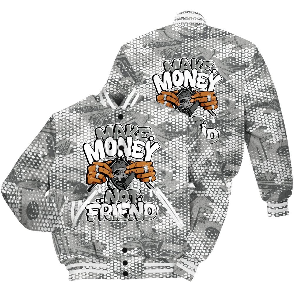 Varsity Jacket To Match Retro Wet Cement 4s Shirt - Make Moneys Not Friend Graphic Banknotes All Over Print