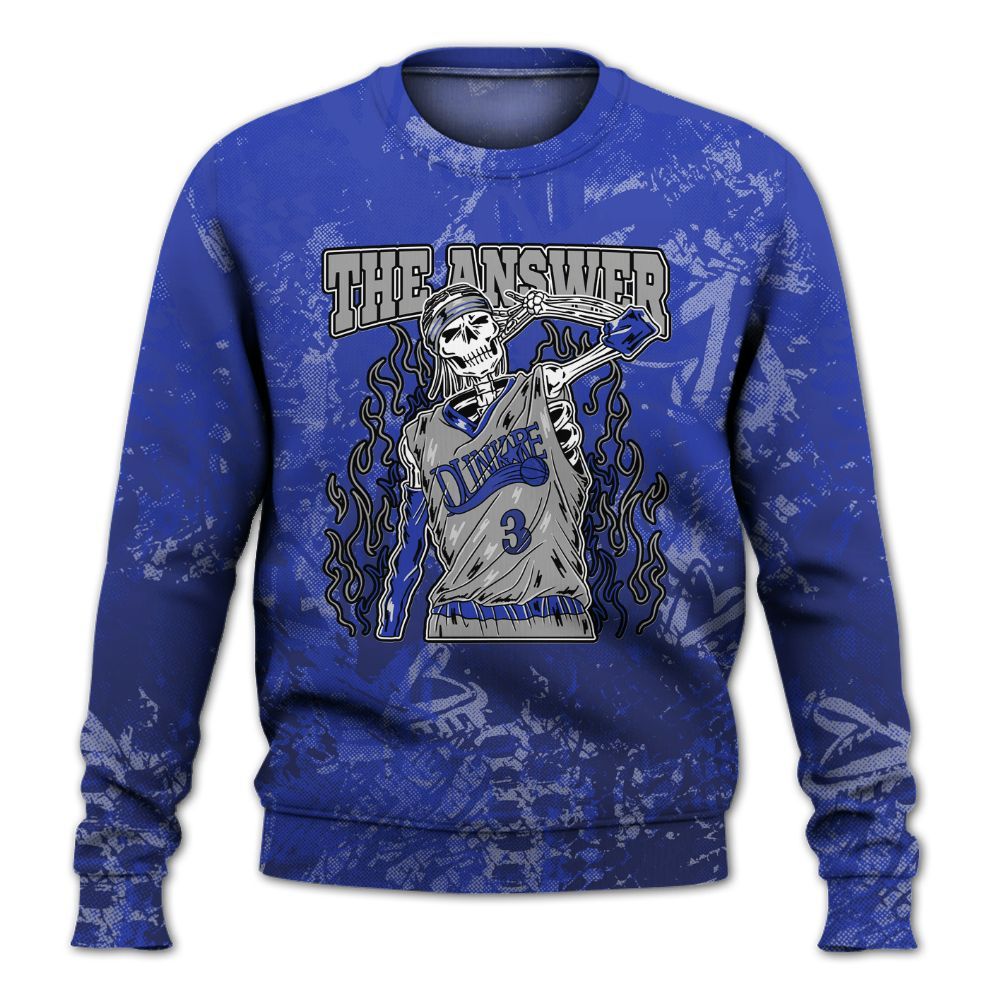 Sweatshirt To Match Air Max Plus Black Racer Blue - Allen Answer Skeleton Heart All Over Print