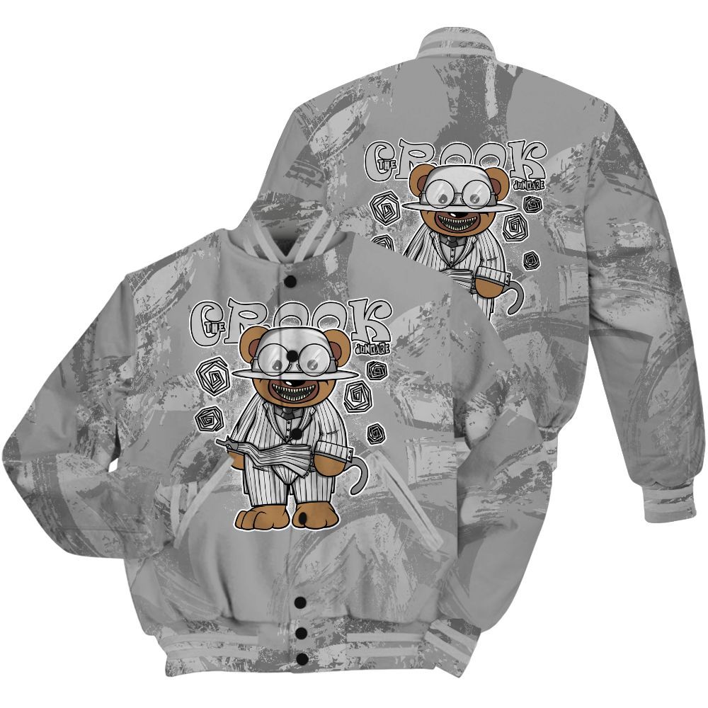 Varsity Jacket To Match Black Wolf Grey 12s Shirt - Swindler Bear Circle Slpash All Over Print