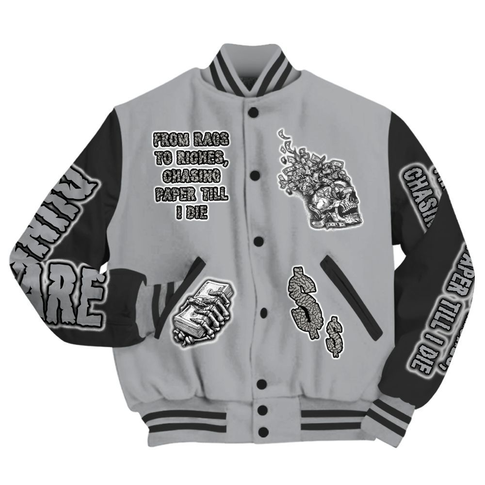 Varsity Jacket To Match Black Cement 3s - From Rags To Riches All Over Print
