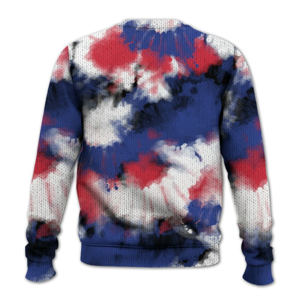 Knitted Sweater To Match Air Griffey Max USA Red White Blue 1s - Tie Dye FK Around Find Out