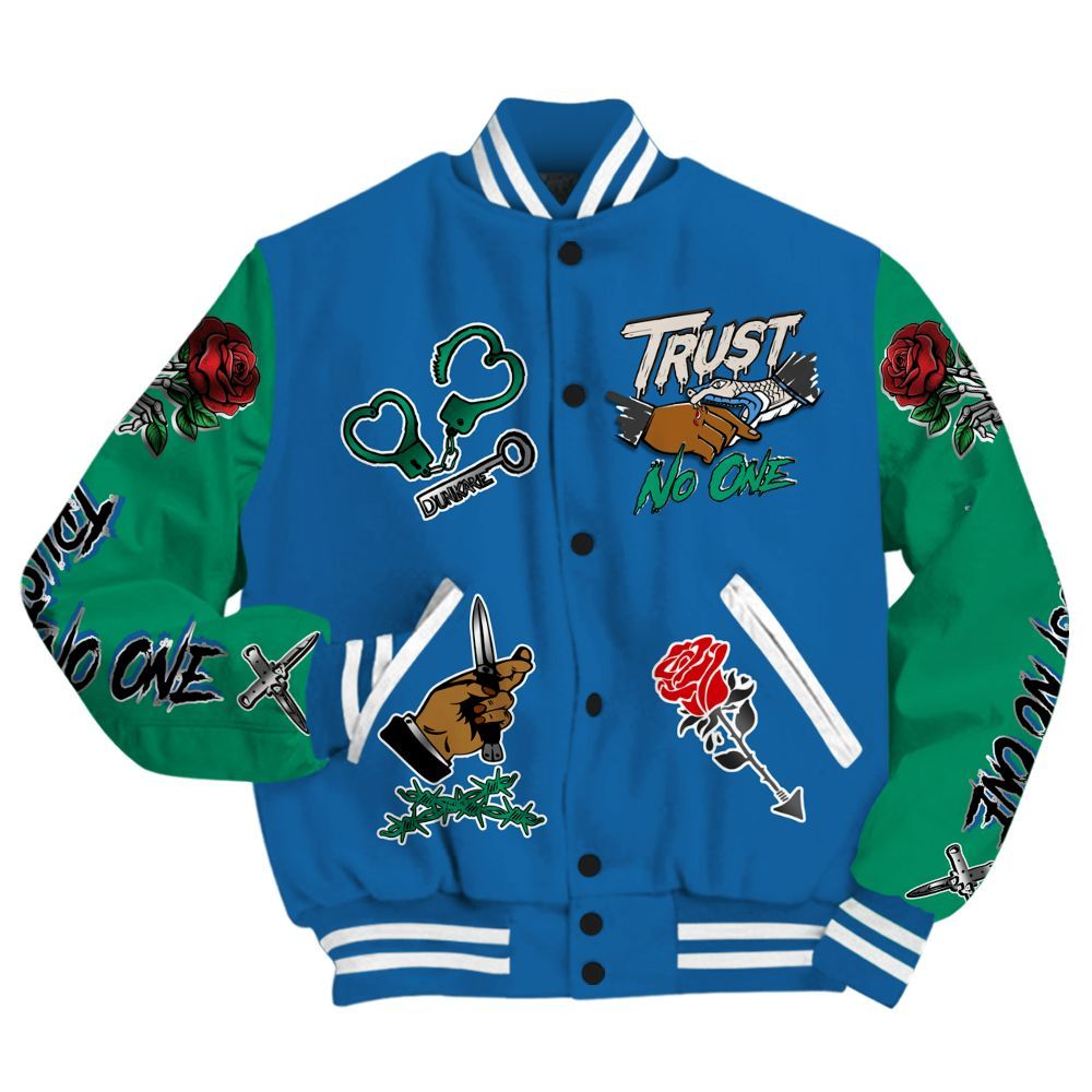 Varsity Jacket To Match 95 Big Bubble Slate - Trust No One Dripping All Over Print