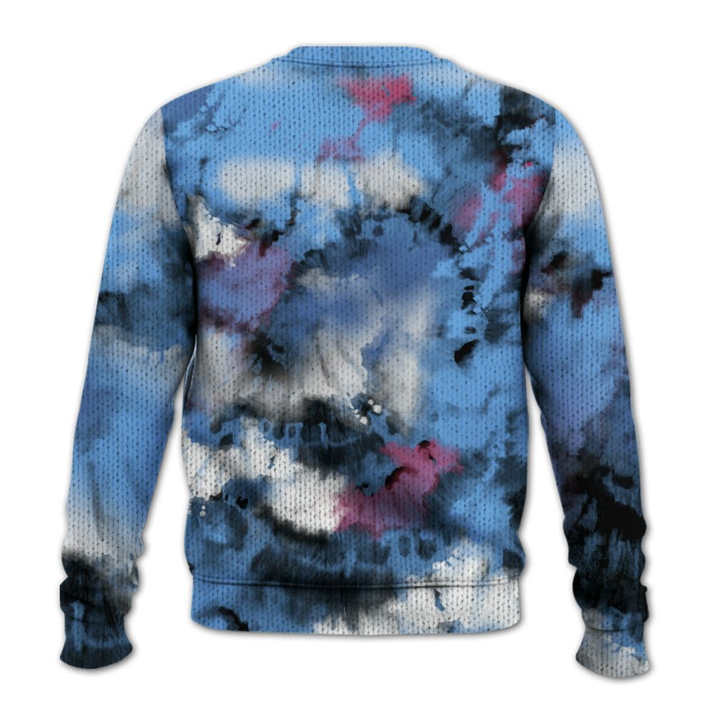 Knitted Sweater To Match University Blue 6s - God Blessed Tie Dye