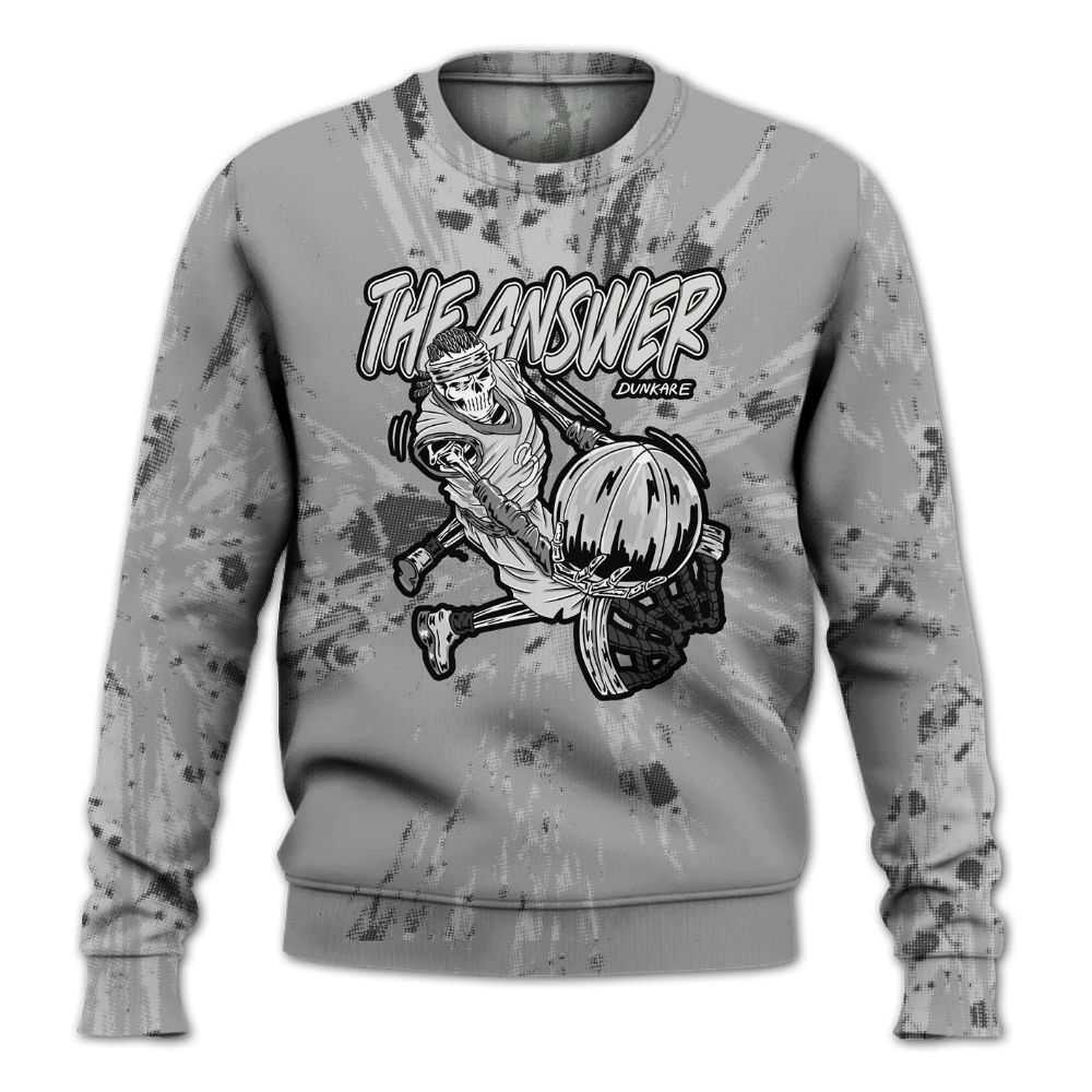 Sweatshirt To Match Black Wolf Grey 12s - The Answer Skeleton Luxury All Over Print