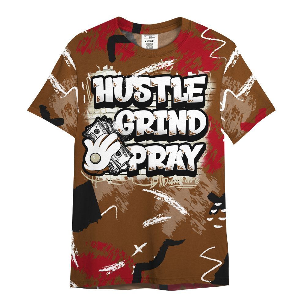 Shirt To Match Archaeo Brown 5s - Hustle Grind Pray Retro All Over Print