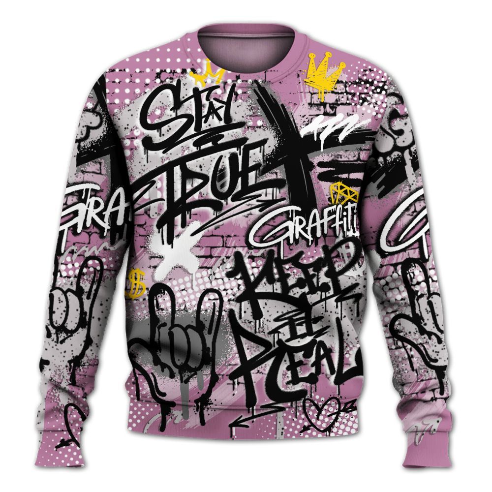 Sweatshirt To Match Neutral Grey Black White Orchid 4s - True It Real Graffiti Streetwear All Over Print