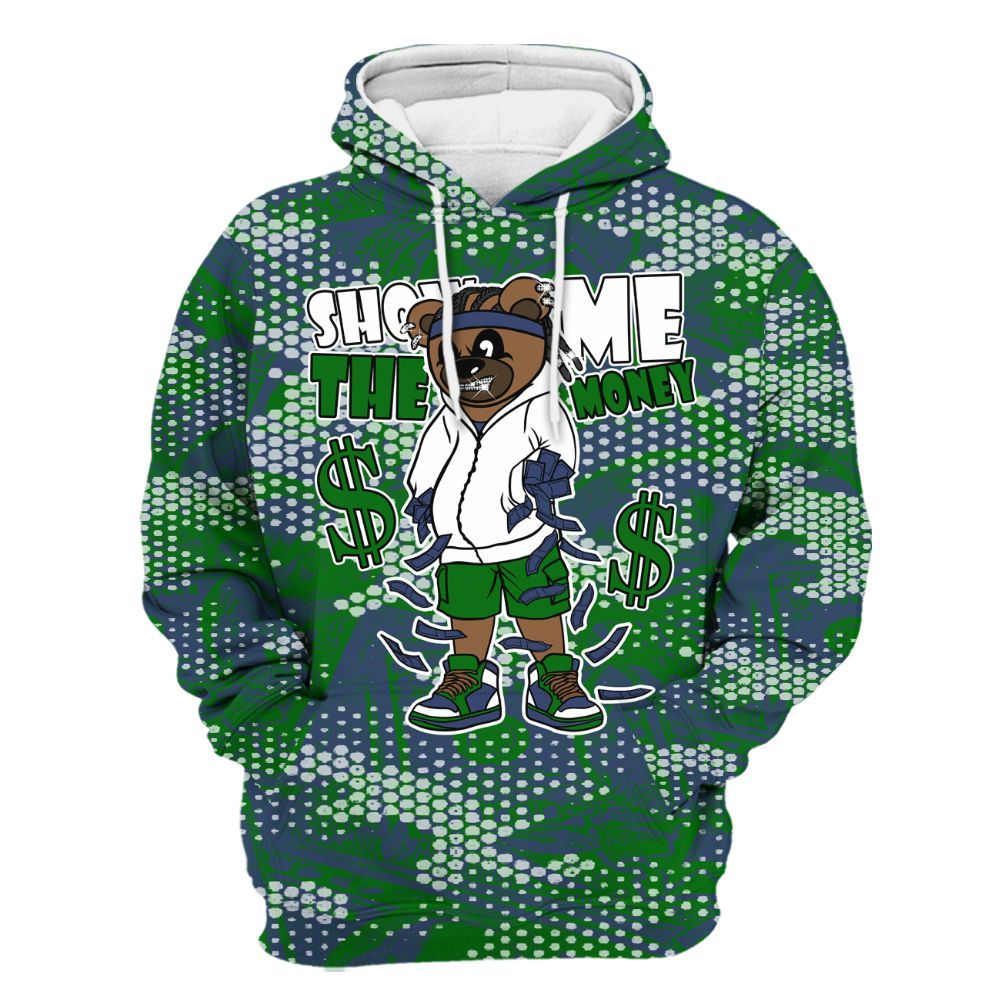 Hoodie To Match Midnight Navy 13s - Show Me Bear Banknotes Art All Over Print