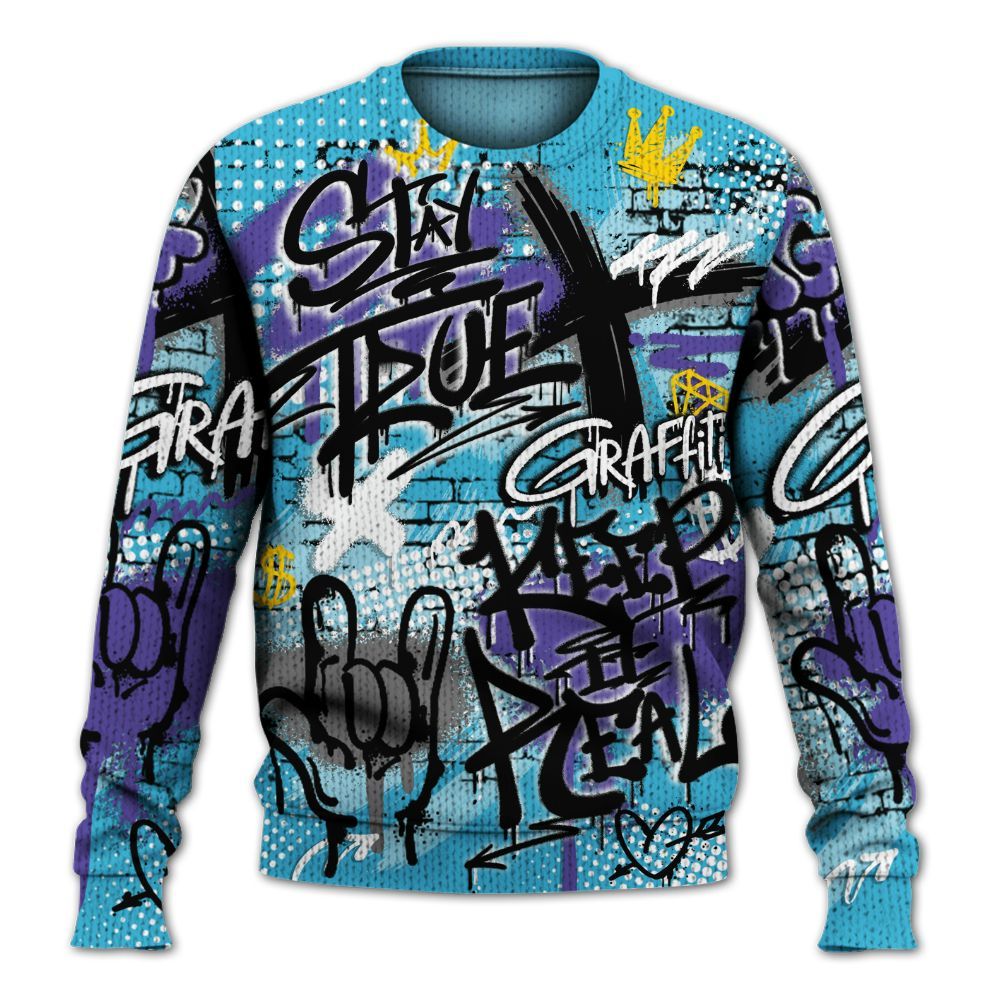 Knitted Sweater To Match Retro Aqua 6s - True It Real Graffiti Streetwear
