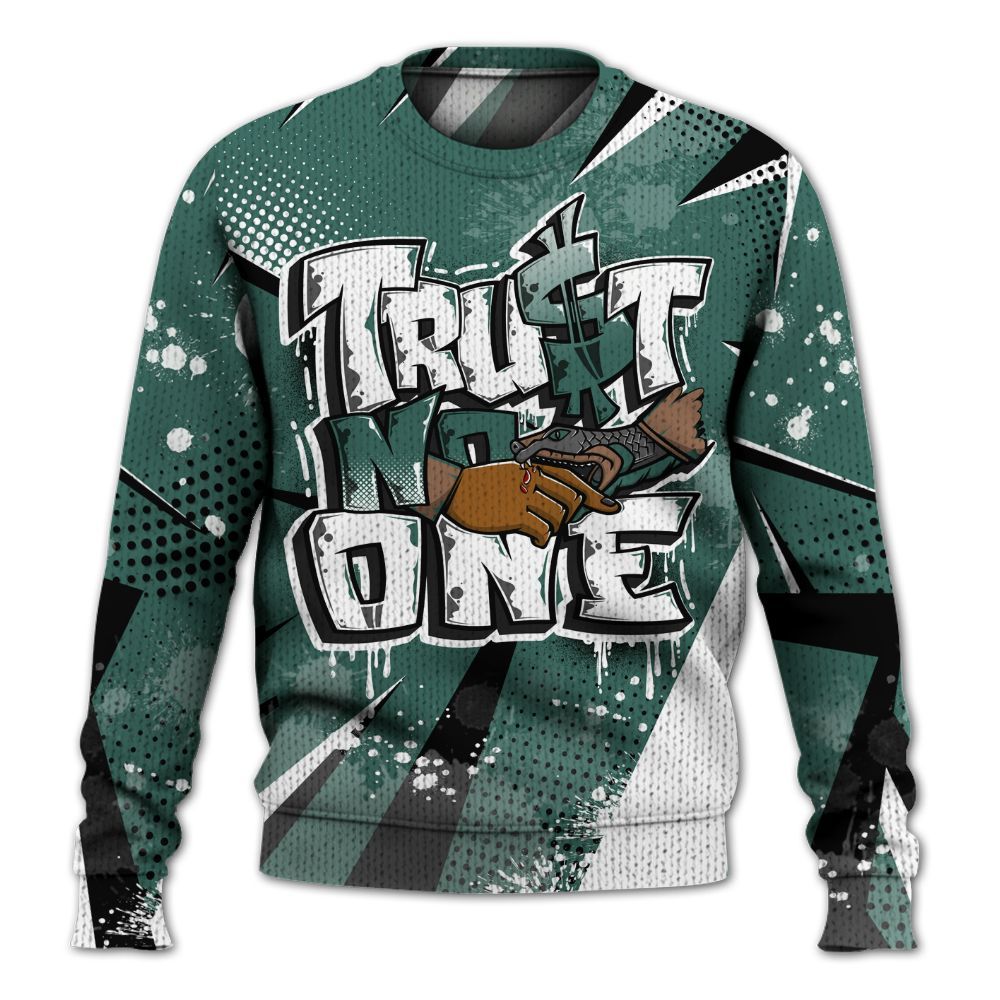 Knitted Sweater To Match Low OG Oxidized Green 1s - Poly Trust No One Dripping