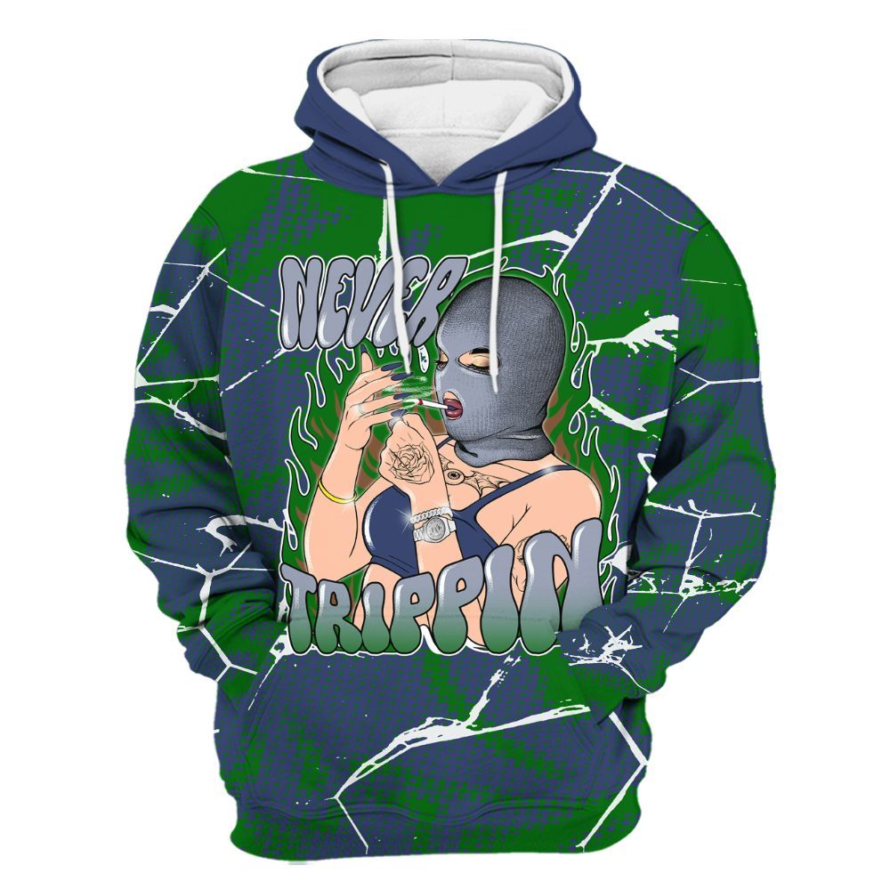 Hoodie To Match Midnight Navy 13s - Ne'er Trippin' Unique Crack All Over Print