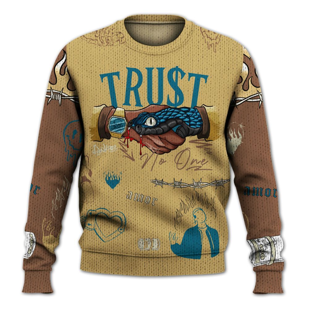 Knitted Sweater To Match Retro Cacao Wow 4s - Snake Trust No One