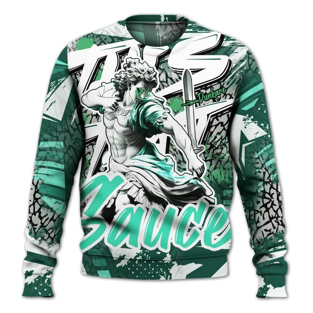 Sweatshirt To Match Black Green Glow 3s - This That Sauce Retro Green Glow 3s Outfit All Over Print