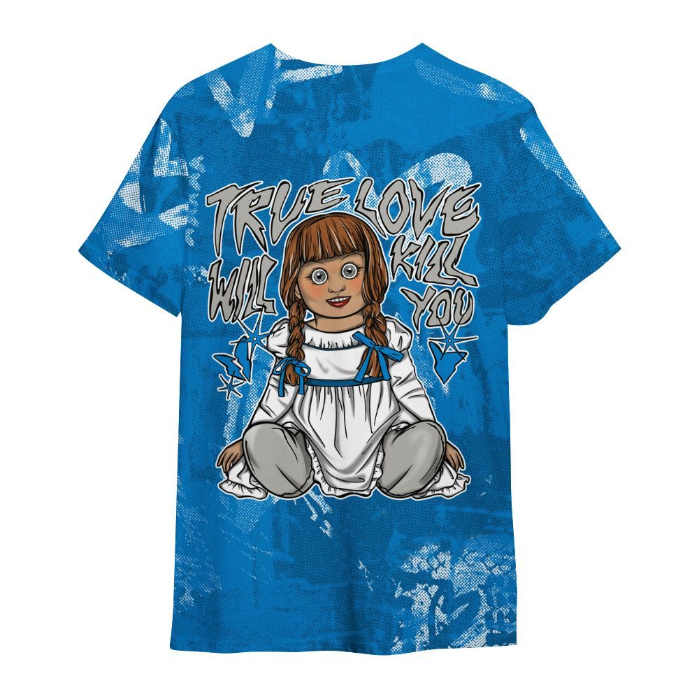 Shirt To Match Military Blue 4s - Genuine Loves Bear Heart Grunge All Over Print