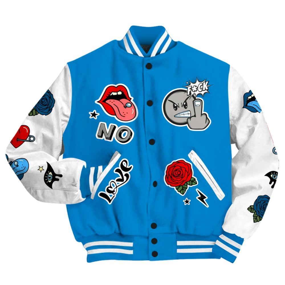 Varsity Jacket To Match Industrial Blue 4s - FK Around Find Out All Over Print