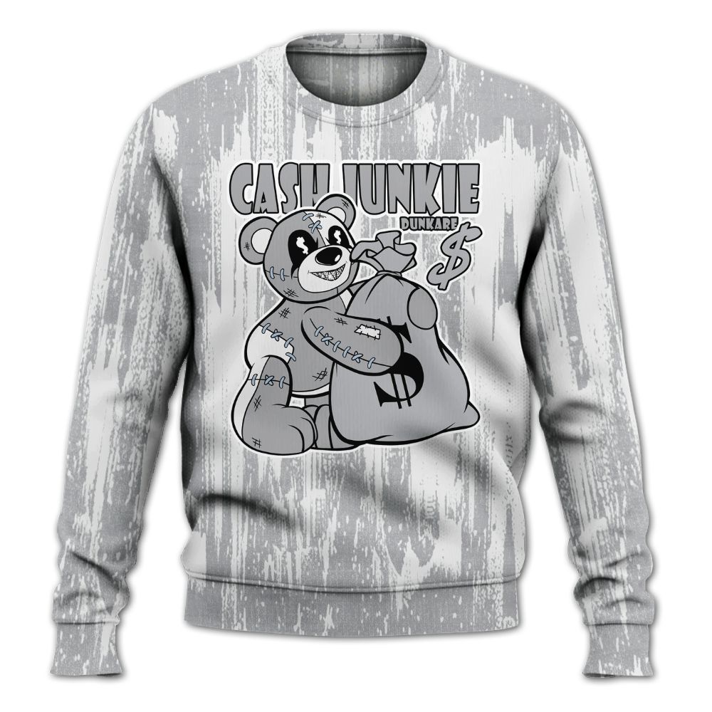 Sweatshirt To Match Low OG Wolf Grey 1s - Cashs Junkie Bear Glitch Art All Over Print