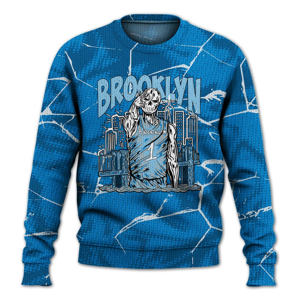 Knitted Sweater To Match Military Blue 4s - Brooklyn's Skeleton Crack