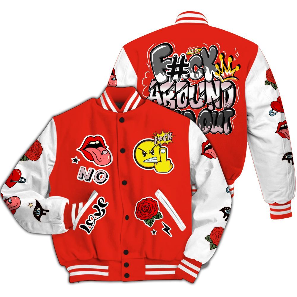Varsity Jacket To Match Air Force 1 Low GS Valentine's Day - FK Around Find Out All Over Print