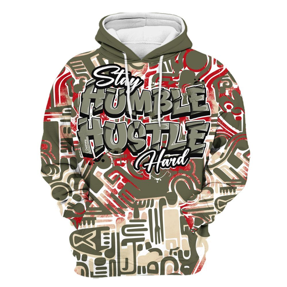 Hoodie To Match Low OG Medium Olive 1s - Humble Hustle Retro All Over Print