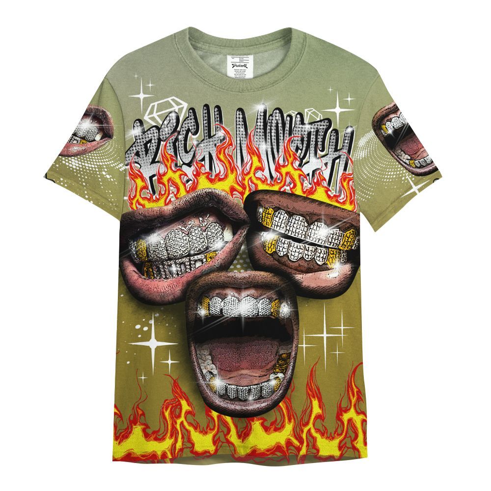Shirt To Match Air Flightposite Metallic Gold - Rich Mouth Fire Rap Retro 90s All Over Print