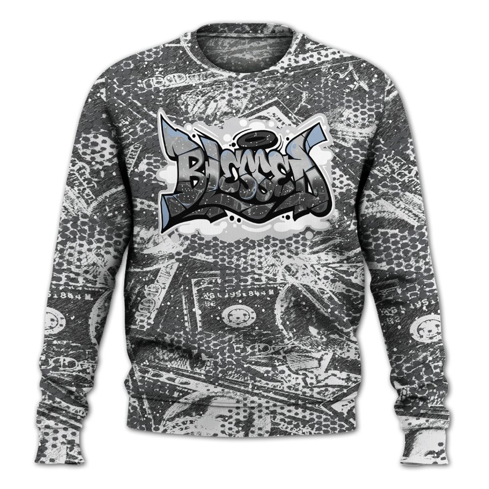 Sweatshirt To Match Reverse Black White 6s - Blessing Graphic Banknotes All Over Print