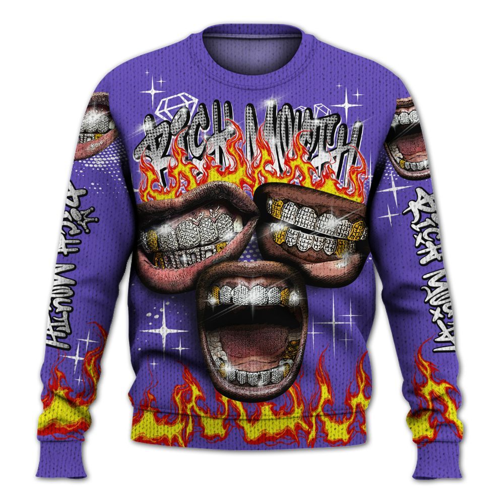 Knitted Sweater To Match Field Purple 12s - Rich Mouth Fire Rap Retro 90s