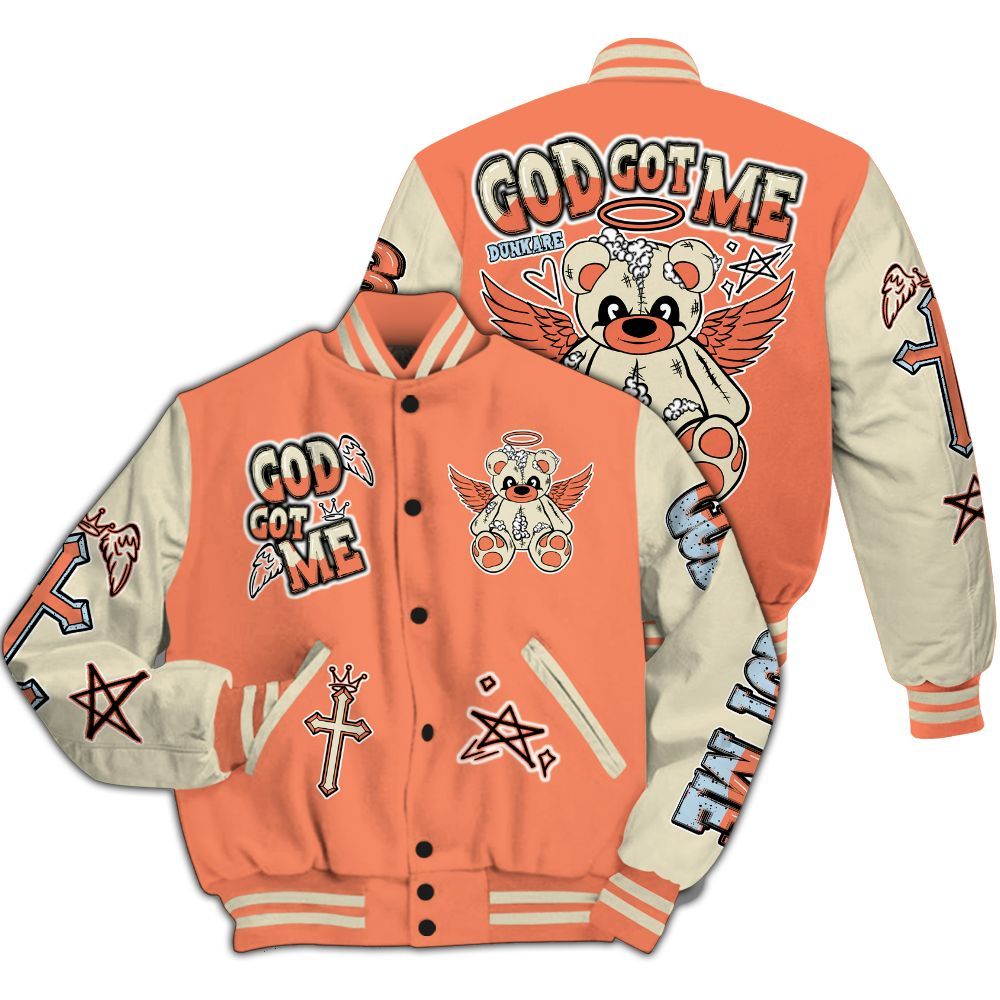 Varsity Jacket To Match DJ Khaled Crimson Bliss 5s - Gods Guides Me Bear All Over Print