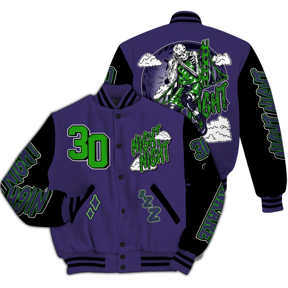 Varsity Jacket To Match Retro Court Purple 13s - Seeya Skeleton All Over Print