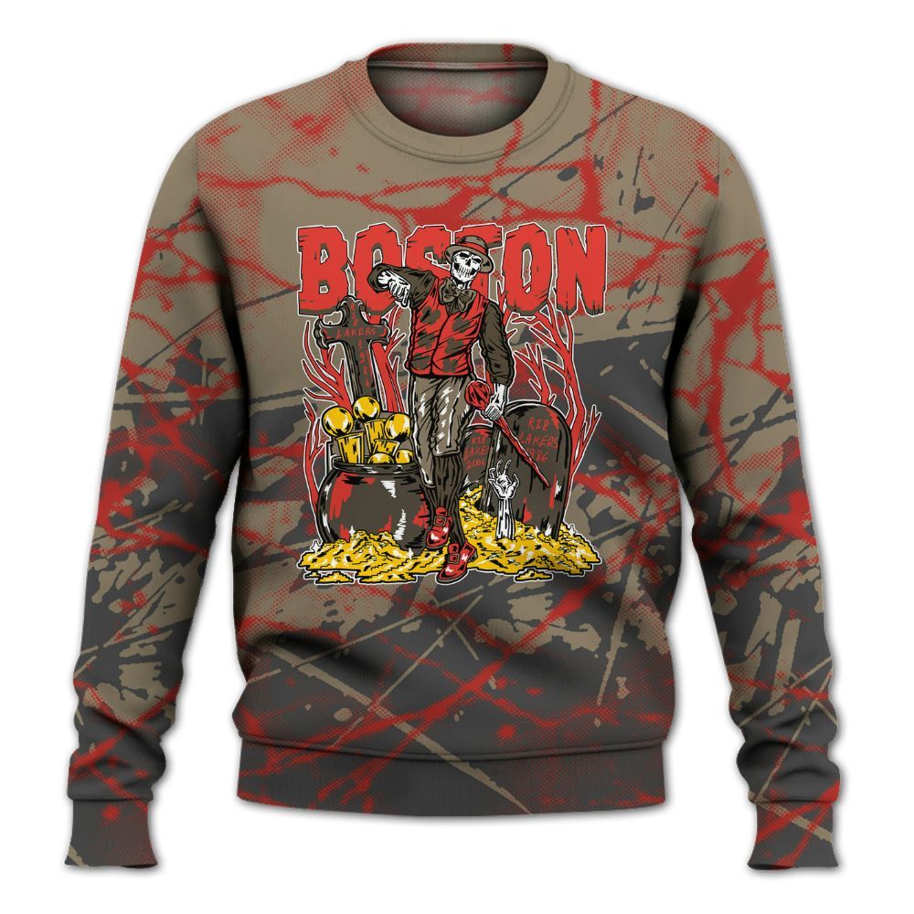 Sweatshirt To Match Olive 9s - Goldrush Skeleton Profound All Over Print