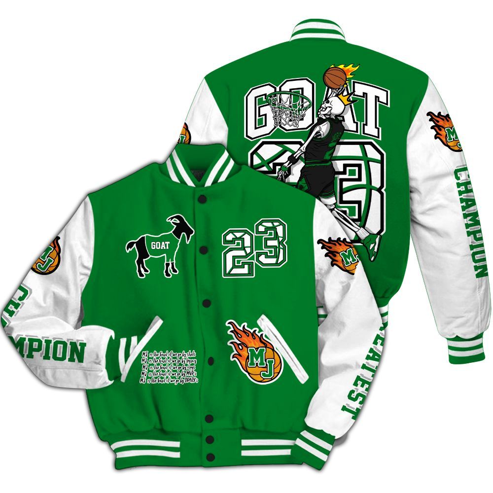 Varsity Jacket To Match Lucky Green 1s - 23 G.0.A.T Jump Up Basketball All Over Print