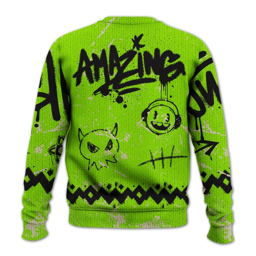 Knitted Sweater To Match Electric Green 6s - Friday Sneaker Crayon