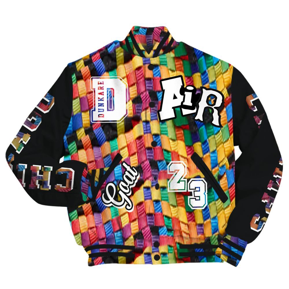 Varsity Jacket To Match Air Rainbow Weave - AIR Number 23 GOAT All Over Print
