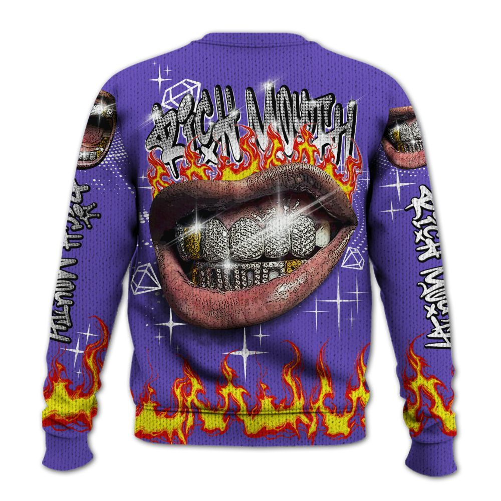 Knitted Sweater To Match Field Purple 12s - Rich Mouth Fire Rap Retro 90s