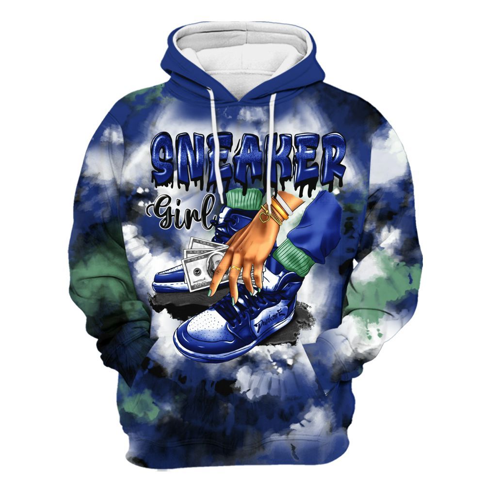Hoodie To Match Dunk Low Tennis Classic - SNEAKER Girl Money Drip Tie Dye All Over Print