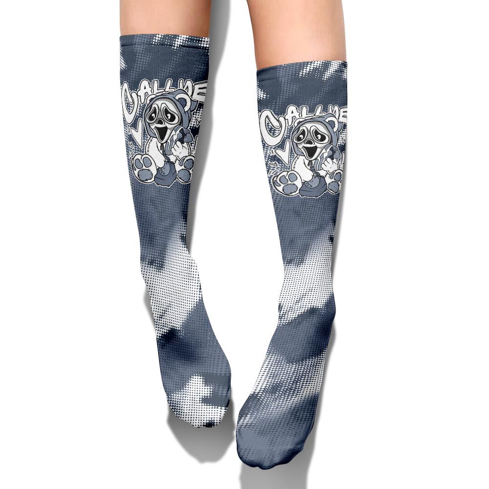 Sock To Match Low Diffused Blue 11s - Call Me Bear Halloween Abstract Halftone