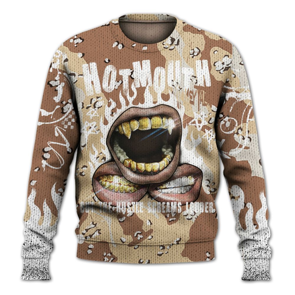 Knitted Sweater To Match Desert Camo 3s - Mouth Burning Street Style