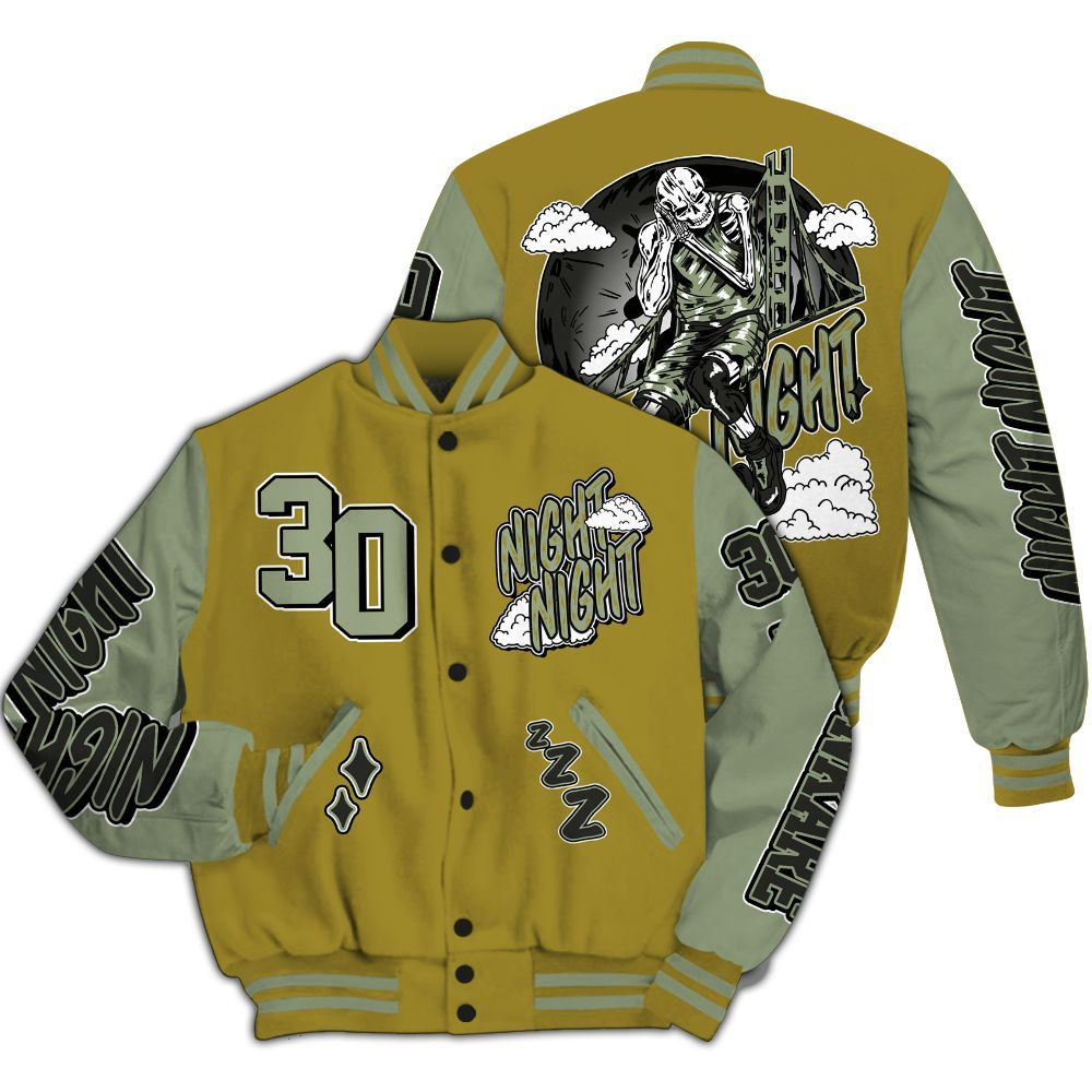 Varsity Jacket To Match Air Flightposite Metallic Gold - Seeya Skeleton All Over Print