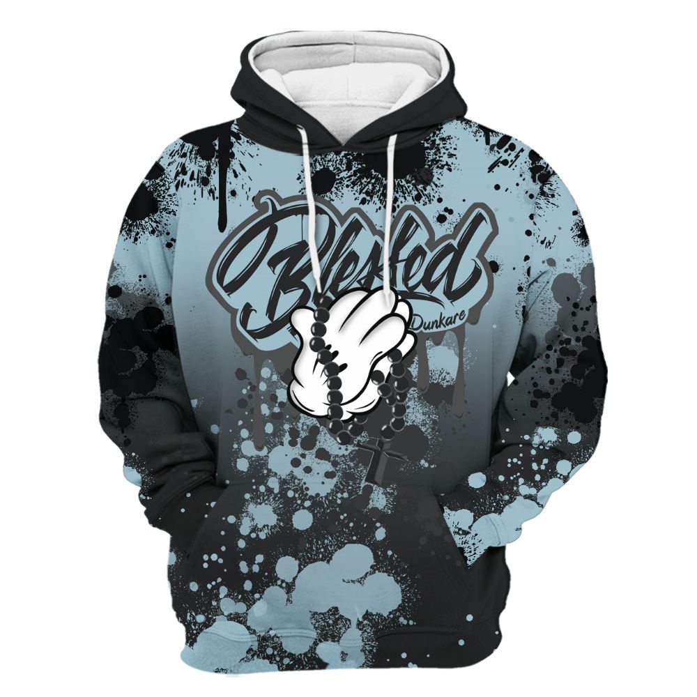 Hoodie To Match Chambray 7s - God Blessed Ink Drip All Over Print