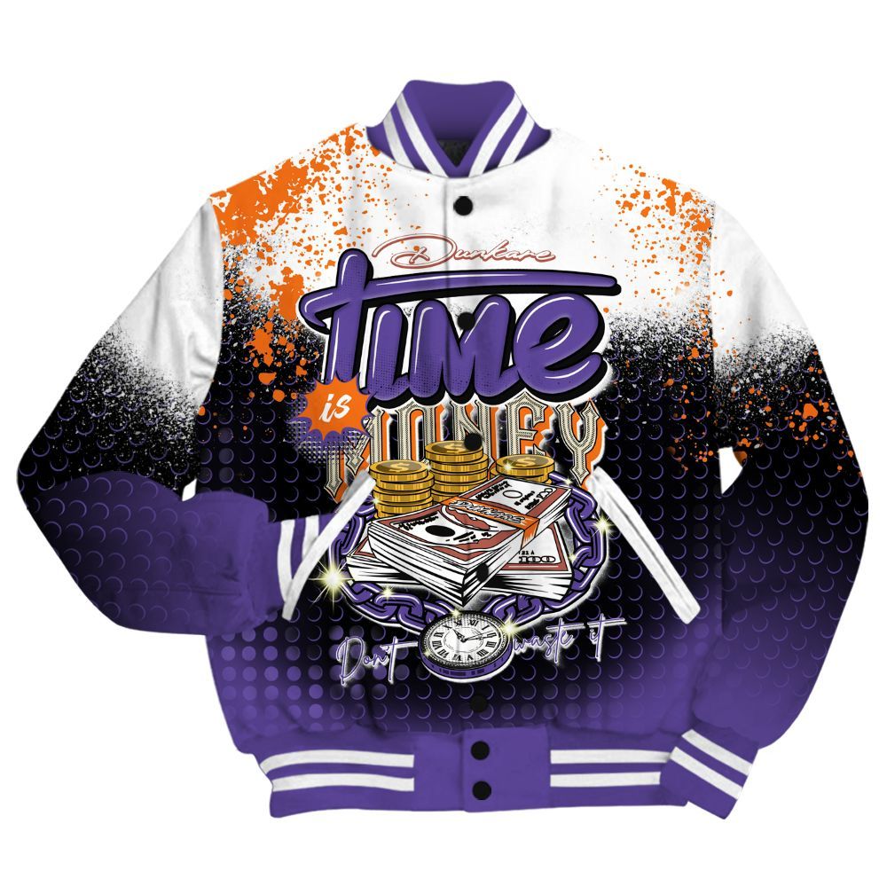 Varsity Jacket To Match Air Max Waffle SP Voltage Purple Shirt, Halftone Time Is Money All Over Print