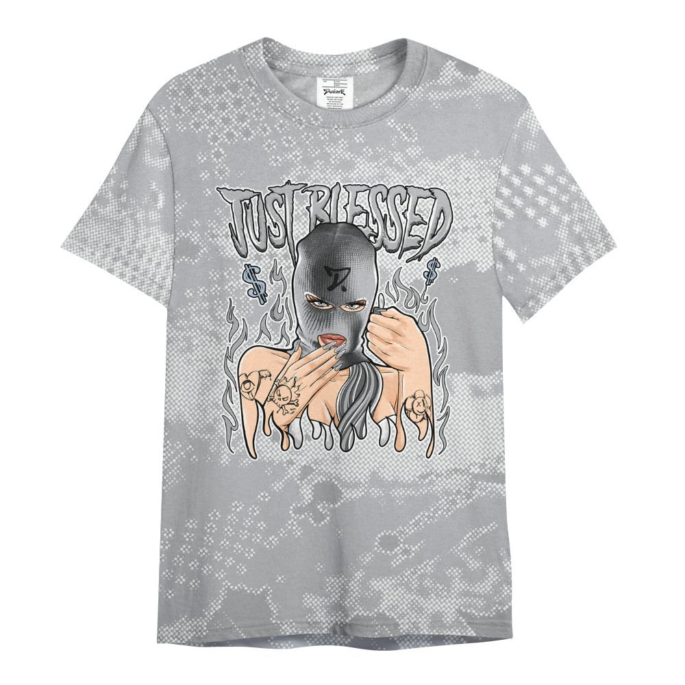 Shirt To Match Low OG Wolf Grey 1s - Blessed!! Smoke Dot All Over Print