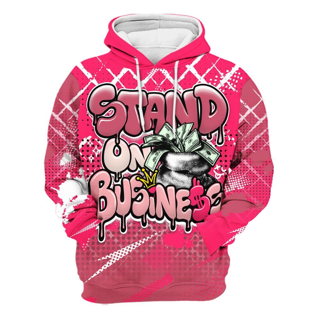 Hoodie To Match A'One Hyper Pink Shirt, Halftone Stand Business Dripping All Over Print