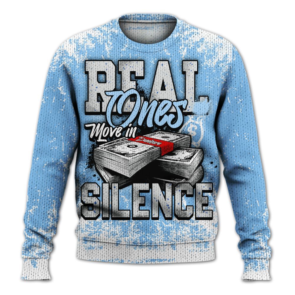 Knitted Sweater To Match University Blue 5s - Move In Silence Money Street Retro