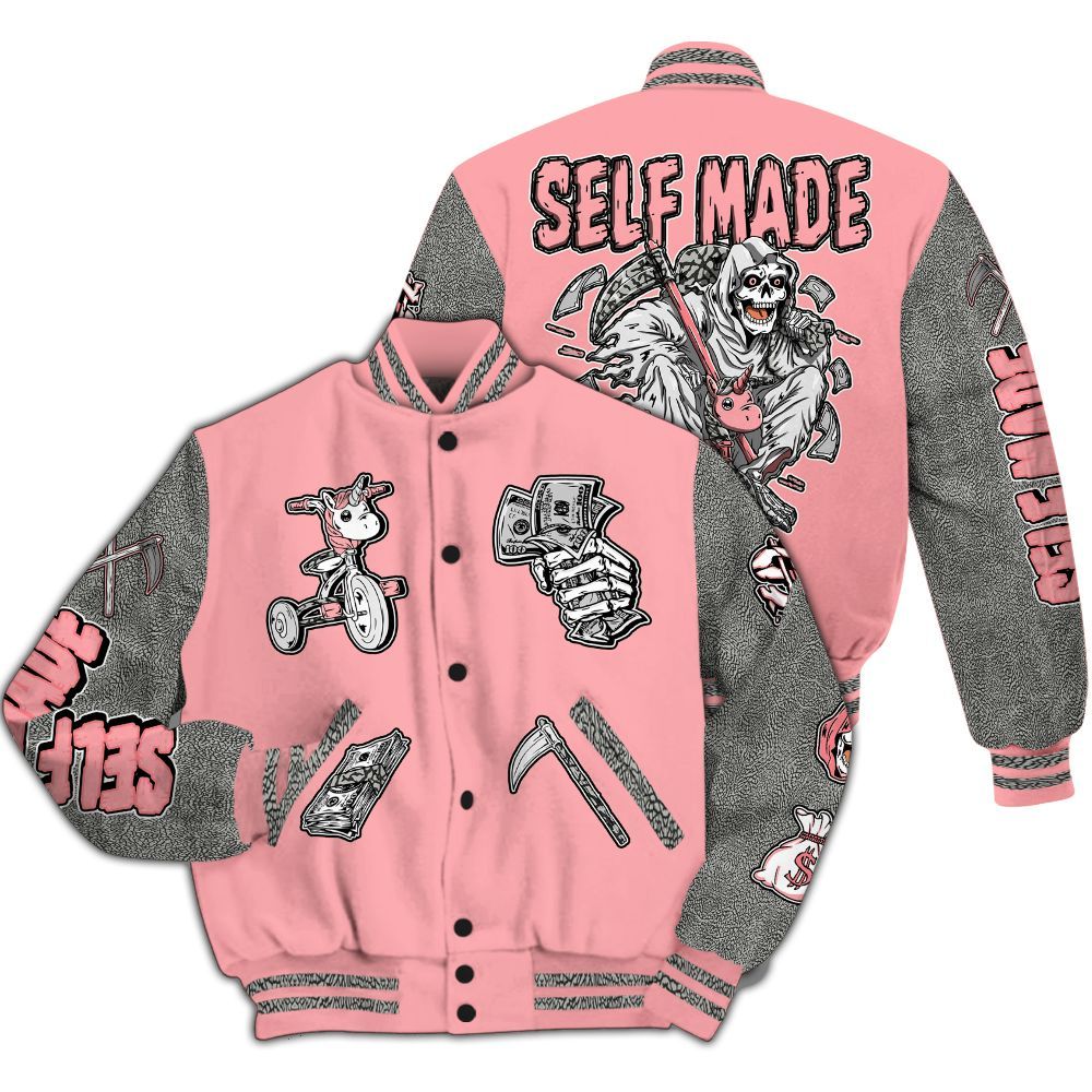 Varsity Jacket To Match Retro Wings 3s - Self Make Skeleton All Over Print