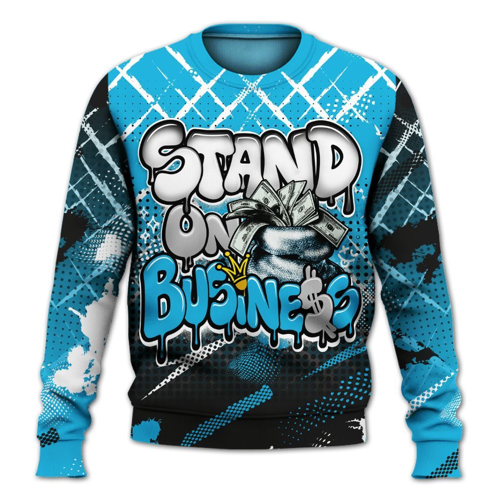 Sweatshirt To Match Black University Blue 2026 14s - Halftone Stand Business Dripping All Over Print
