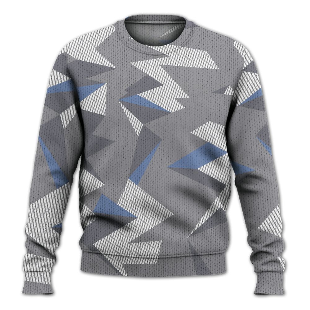 Knitted Sweater To Match Cement Grey 11s - Geometric Camouflage Pattern