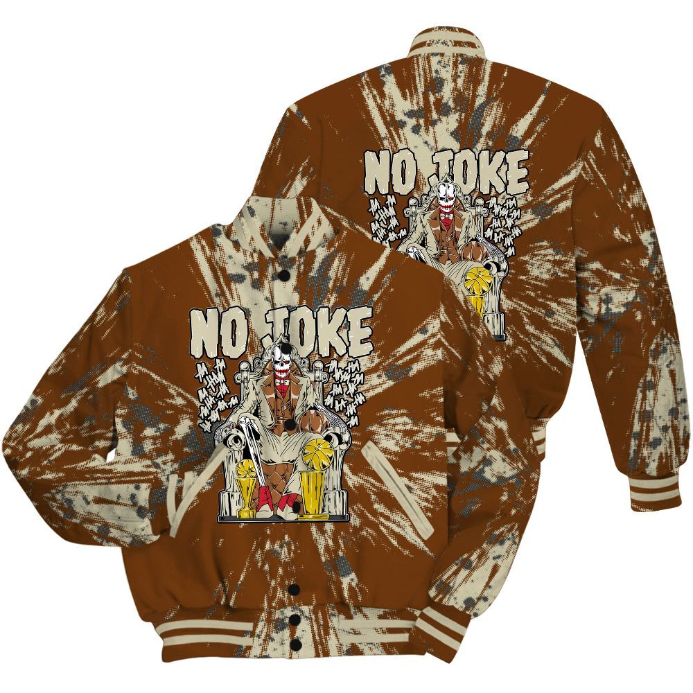 Varsity Jacket To Match Archaeo Brown 5s Shirt - Ain't Joke Skeleton Luxury All Over Print