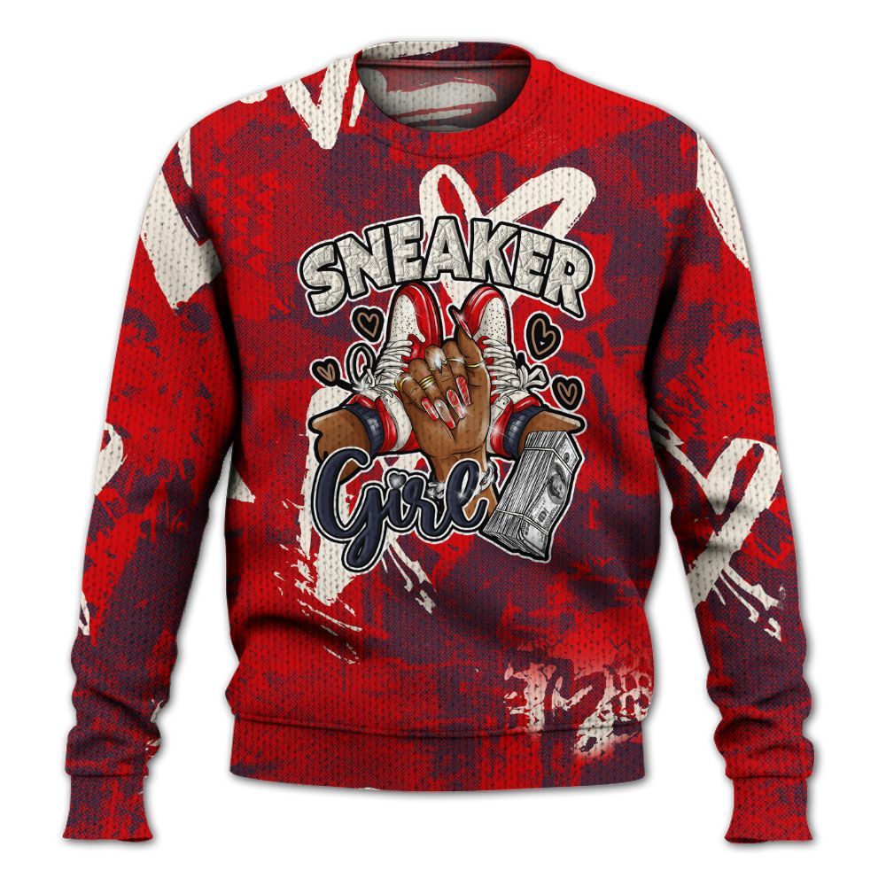 Knitted Sweater To Match Low OG Howard University 1s - Sneakerz Girlz Heart Grunge