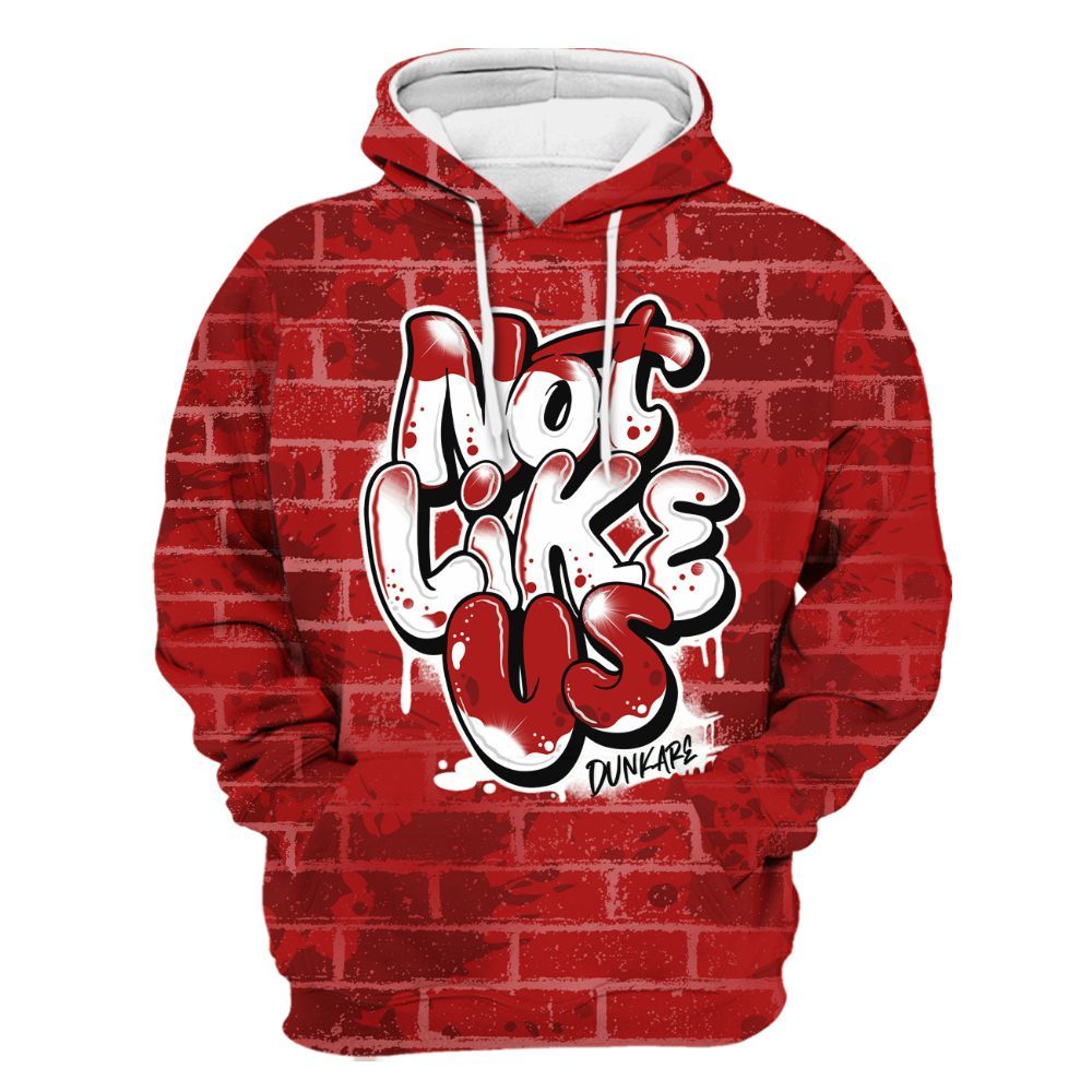 Hoodie To Match Red Taxi 12s - None Like Us Graphic Brick Art All Over Print