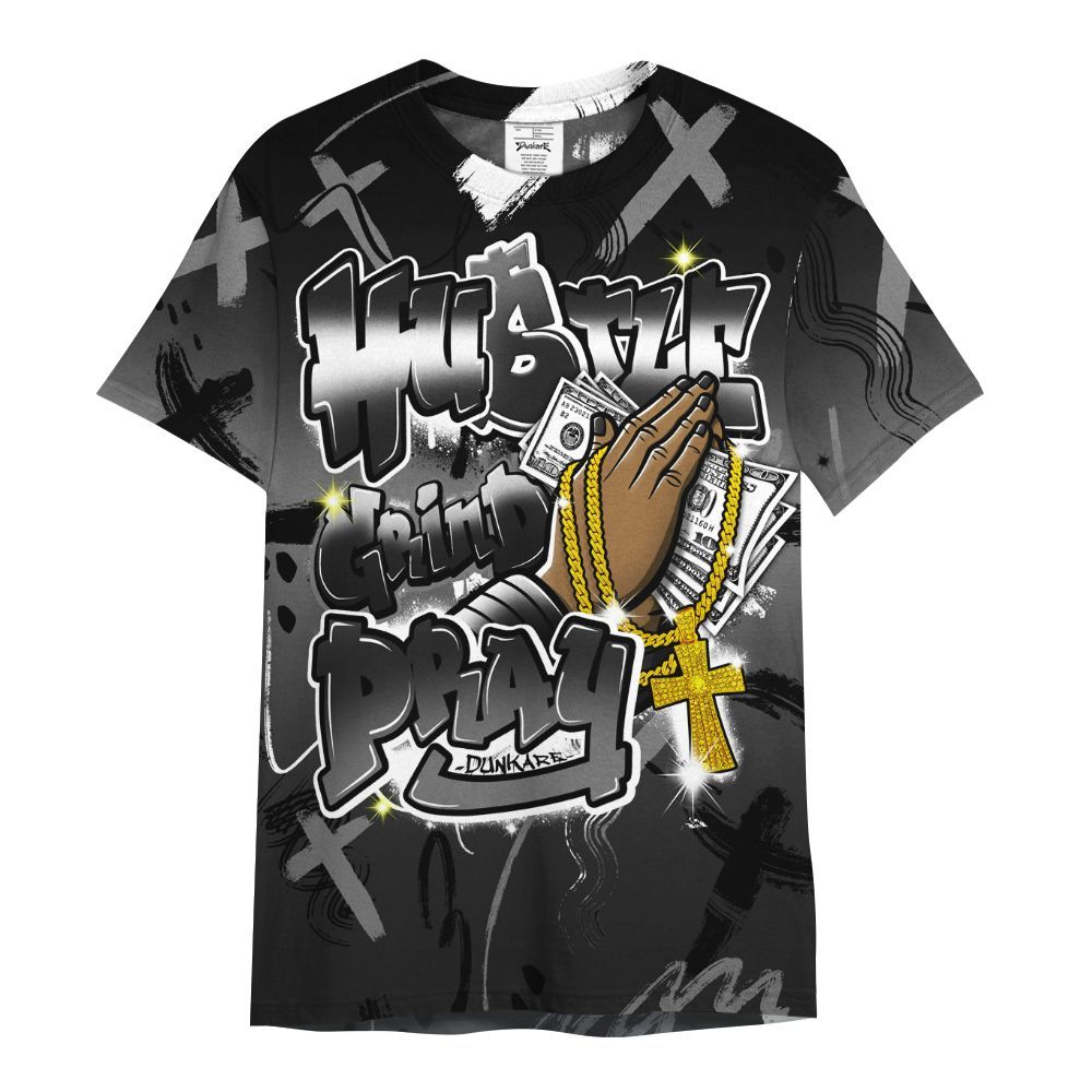 Shirt To Match Black Cat NET 4s - Money Hustle Grind Pray All Over Print